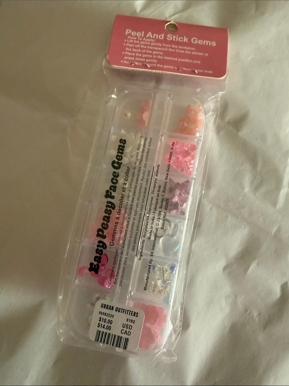 Urban Outfitters Pink and Clear Stick-On Gem Set